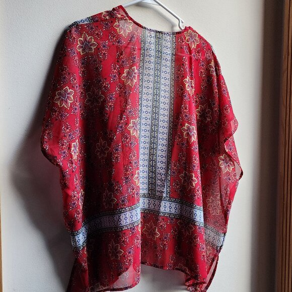 Love Tree Sheer Red Bohemian Style Open Blouse Size Small - Picture 12 of 15